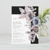 Invitation Soirée d'hiver Soirée noir Floral Onyx Mariage (Debout devant)