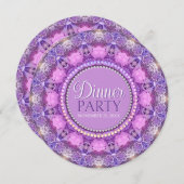 Invitation Soirée dîner des jolies dames rose lilas dentelle (Devant / Derrière)