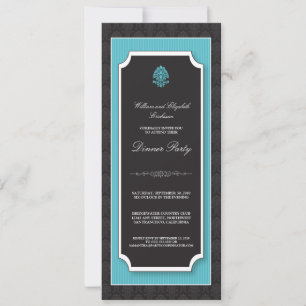Invitation Soirée Dîner Dînatoire Élégante (aqua)
