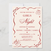 Invitation Soirée Dîner Filles Rouges Modernes (Devant)