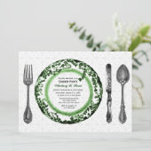 Invitation Soirée Dîner Vert Blanc Et Fin (Debout devant)