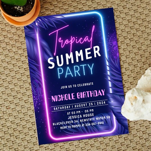 Invitation Soirée d'invitation d'été tropical