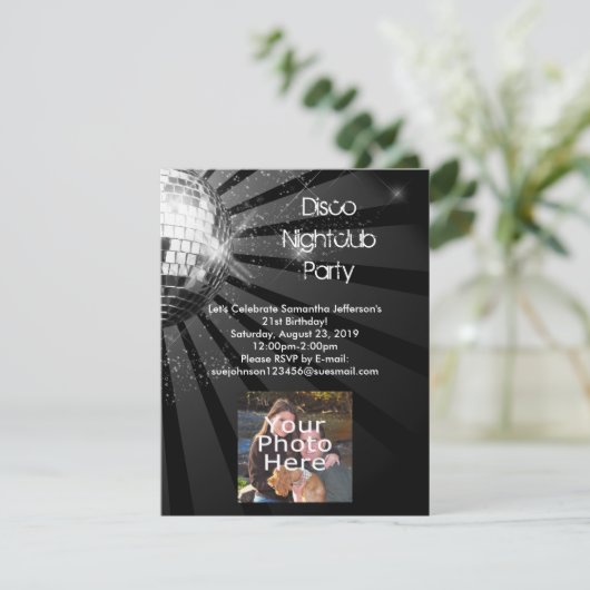 Invitation Soirée Disco Disco Ball (Debout devant)