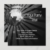 Invitation Soirée Disco Disco Ball (Devant / Derrière)