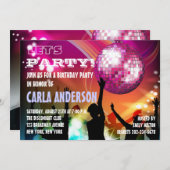 Invitation Soirée disco Glam Fête d'anniversaire/Enterrement  (Devant / Derrière)