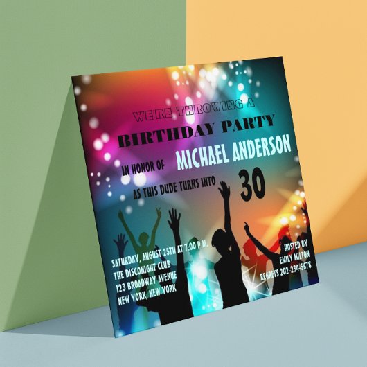 Invitation Soirée disco glamour pour anniversaire/enterrement
