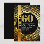 Invitation Soirée disco, or, les années 70, fête d'anniversai (Devant / Derrière)