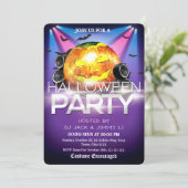 Invitation Soirée DJ Halloween Boule Disco Citrouille Épouvan (Debout devant)