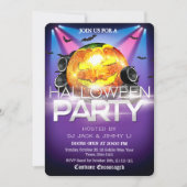 Invitation Soirée DJ Halloween Boule Disco Citrouille Épouvan (Devant)