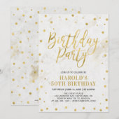 Invitation Soirée d'or moderne pour adultes 50e anniversaire (Devant / Derrière)