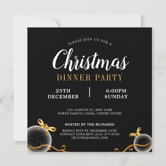 Invitation Soirée d'Ornement de Noël à la Bow rouge (Devant)