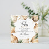 Invitation Soirée d'ornements d'Arbre de Noël Crème & Or (Debout devant)