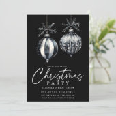 Invitation Soirée d'ornements de Noël noir et blanc moderne (Debout devant)