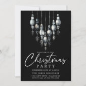 Invitation Soirée d'ornements de Noël noir et blanc moderne (Devant)