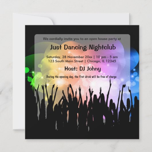 Invitation Soirée d'ouverture de la discothèque (Devant)