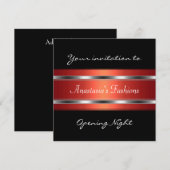 Invitation Soirée d'Ouverture Noir Rouge Argent (Devant / Derrière)