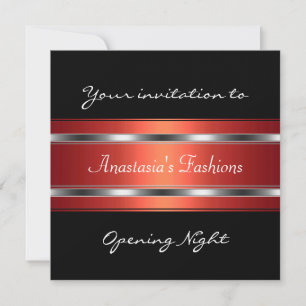 Invitation Soirée d'Ouverture Noir Rouge Argent