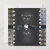 Invitation Soirée d'ouverture Tenue de soirée noire argentée (Dos)