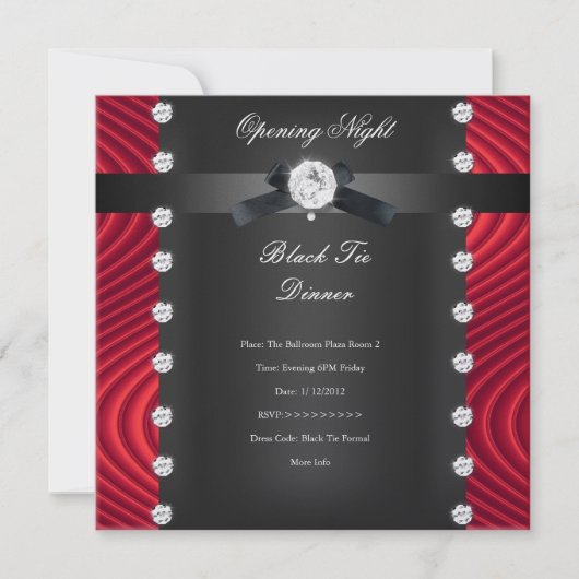 Invitation Soirée d'ouverture tenue de soirée noire rouge arg (Devant)