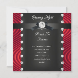 Invitation Soirée d'ouverture tenue de soirée noire rouge arg