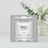 Invitation Soirée du 25e anniversaire Bijou de coeur blanc ar (Debout devant)