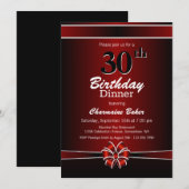 Invitation Soirée du 30e anniversaire noir et rouge (Devant / Derrière)