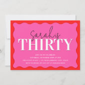 Invitation Soirée du 30e anniversaire rose et rouge (Devant)