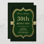 Invitation Soirée du 30e anniversaire vert et or (Devant / Derrière)