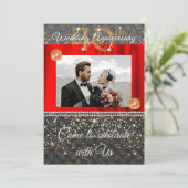 Invitation Soirée du 40e Anniversaire de Chic | Rouge Rubis & (Debout devant)