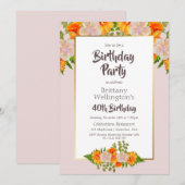 Invitation Soirée du 40e anniversaire de l'orange rose (Devant / Derrière)