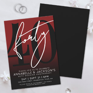 Invitation Soirée du 40e anniversaire de Modern Black Red