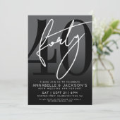 Invitation Soirée du 40e Anniversaire Moderne Noir Blanc (Debout devant)