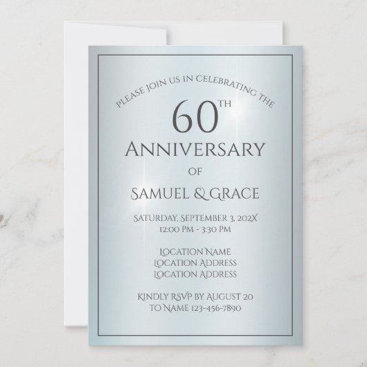 Invitation Soirée du 60e anniversaire du Mariage sur mesure (Devant)