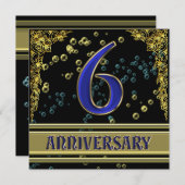 Invitation Soirée du 6e anniversaire Noir et Or (Devant / Derrière)
