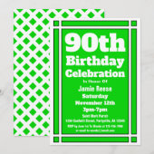 Invitation Soirée du 90e anniversaire vert (Devant / Derrière)