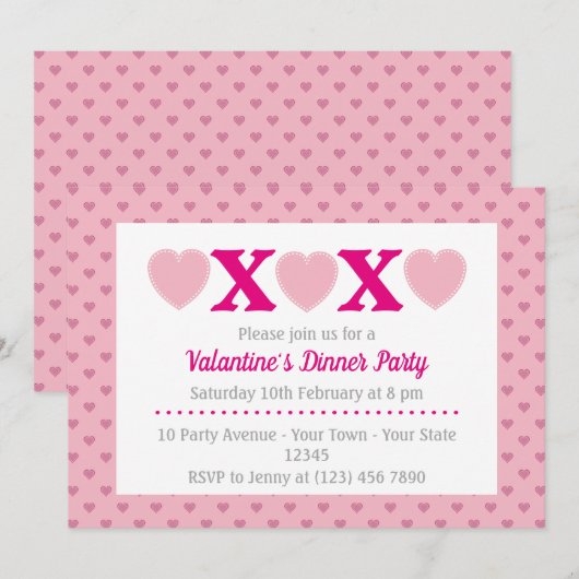 Invitation Soirée du dîner de la Saint-Valentin (Devant / Derrière)