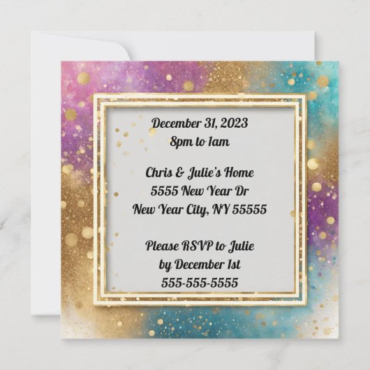 Invitation Soirée du Nouvel An (Dos)