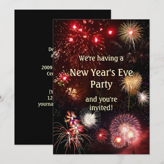 Invitation Soirée du Nouvel An (Devant / Derrière)