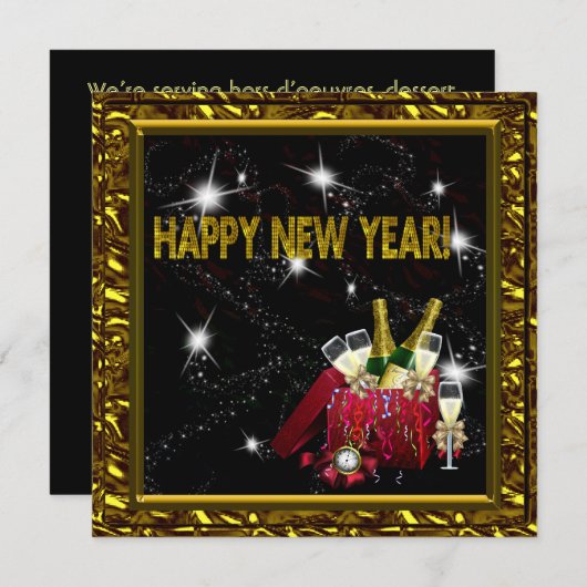 Invitation Soirée du Nouvel An (Devant / Derrière)