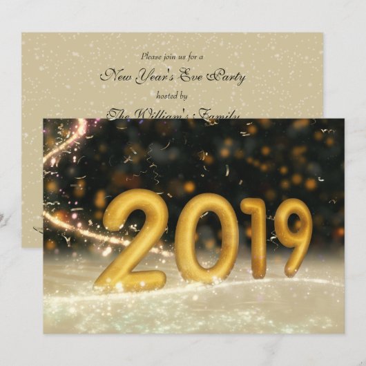 Invitation Soirée du Nouvel An 2019 (Devant / Derrière)