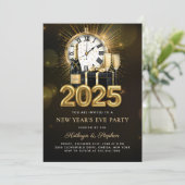 Invitation Soirée du Nouvel An 2025 Champagne d'or (Debout devant)