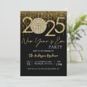 Invitation Soirée du Nouvel An 2025 Gold Parties scintillant  (Debout devant)