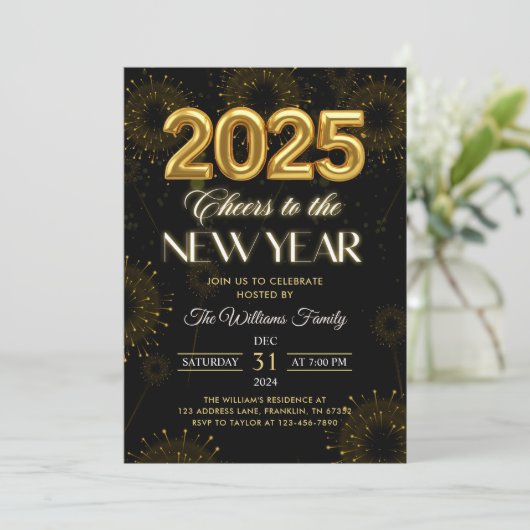 Invitation Soirée du Nouvel An à l'or (Debout devant)