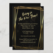 Invitation Soirée du Nouvel An à triple cadre doré (Devant / Derrière)