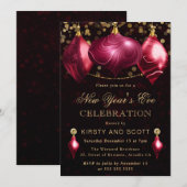 Invitation Soirée du Nouvel An Agate Rouge et Or (Devant / Derrière)
