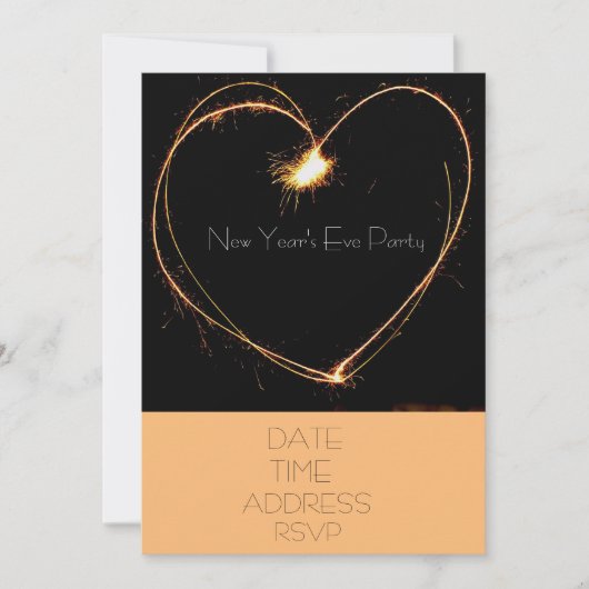 Invitation Soirée du Nouvel An avec des étincelles cardiaques (Devant)