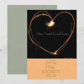 Invitation Soirée du Nouvel An avec des étincelles cardiaques (Devant / Derrière)
