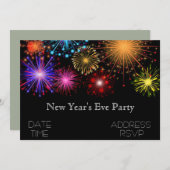 Invitation Soirée du Nouvel An avec feux d'artifice (Devant / Derrière)