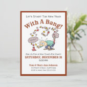 Invitation Soirée du Nouvel An avec un Bang et un dessin (Debout devant)