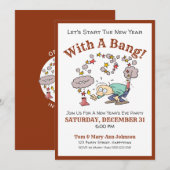 Invitation Soirée du Nouvel An avec un Bang et un dessin (Devant / Derrière)